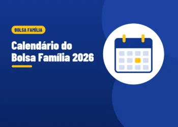 Ilustração de um calendário com um dia marcado, ao lado do título Calendário do Bolsa Família 2026